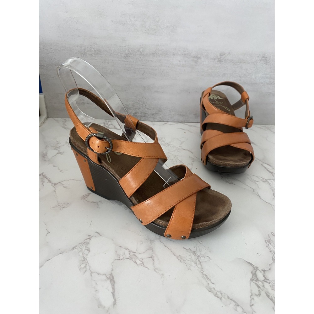 Dansko Frida Wedge Sandals Sz 37 (US 6.5/7) Orange Strappy Open Toe Comfort